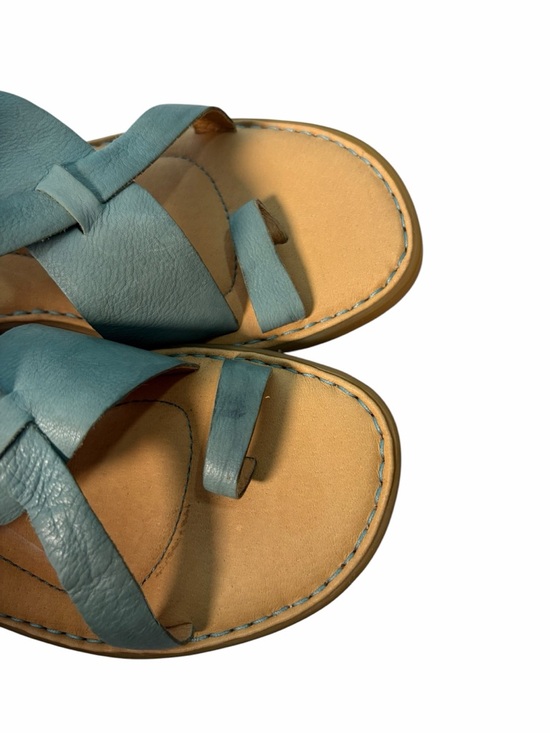 Born Inya Sandals Women's 6M Blue Tan Leather Strappy Toe Loop Flat Buckle - Picture 10 of 11